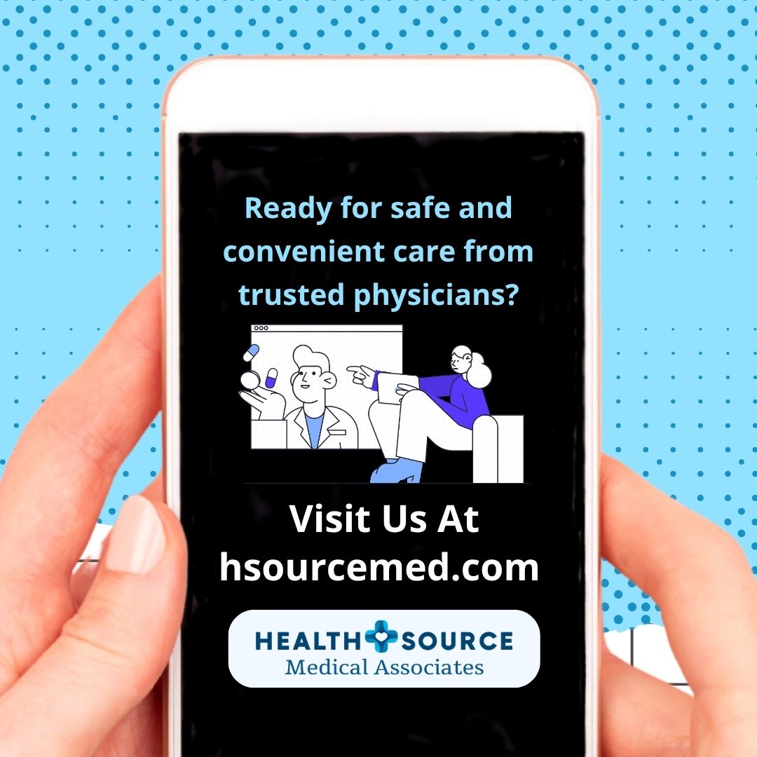 HealthSource Medical Associates telehealth ad on smartphone
