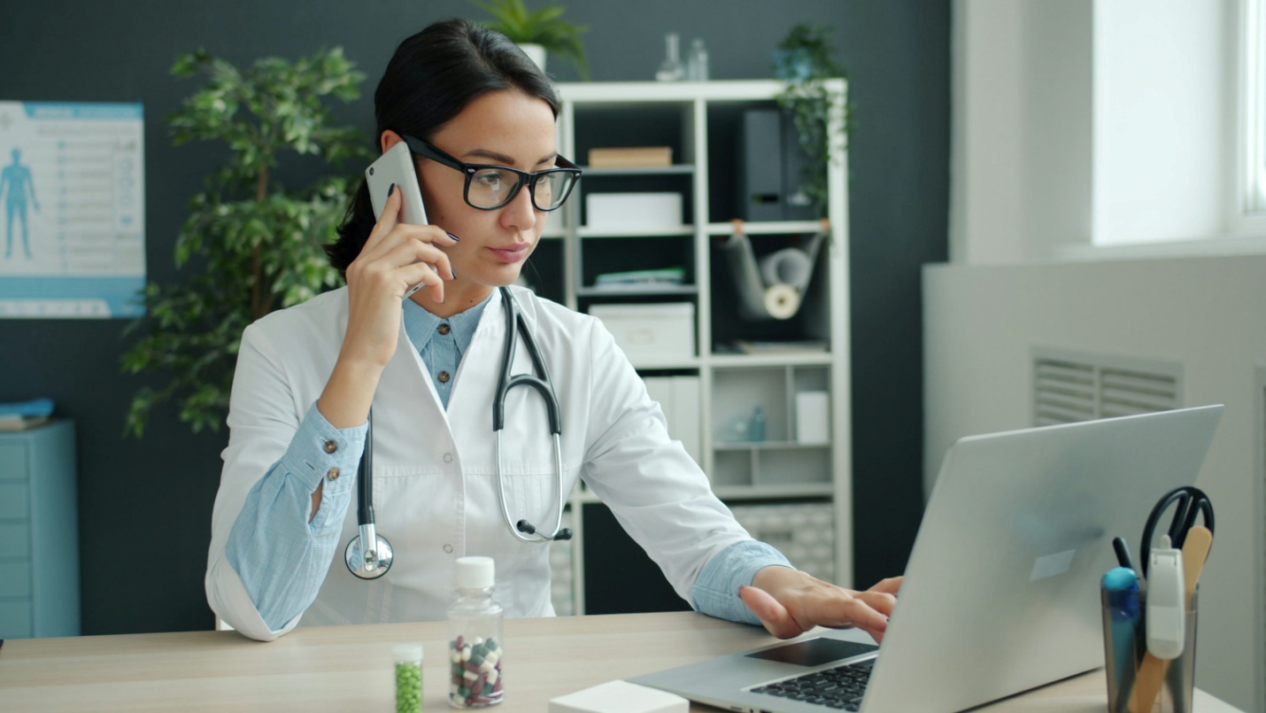 A doctor on the phone